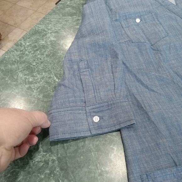 Old Navy Shirt Dress Chambray 100% Cotton Roll Tab sz M Pockets Western Coastal - Picture 7 of 15
